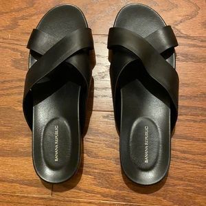 Banana Republic Black Cross Strap Sandals 9.5